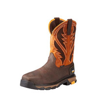 Ariat Men's Work Boots - Intrepid VentTek CT - Bruin Brown / Sassy Orange Ariat Men's Work Boots - Intrepid VentTek CT - Bruin Brown / Sassy Orange