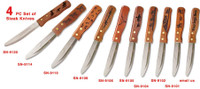 Moss Brothers Housewares - Engraved Designs - 4  House-Style Steak Knives With or Without Holder
