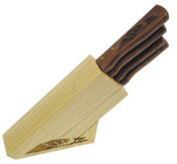 Moss Brothers Housewares - Engraved Design - 4 Piece Carving Knife Set With Block Holder