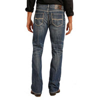 Rock & Roll Denim Men's Jeans - Double Barrel Cream Embroidered Straight - Med Wash Rock & Roll Denim Men's Jeans - Double Barrel Cream Embroidered Straight - Med Wash