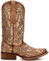 Corral Women's Boots - Orix Glitter & Inlay Studs - Distressed Brown