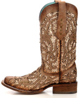 Corral Women's Boots - Orix Glitter & Inlay Studs - Distressed Brown