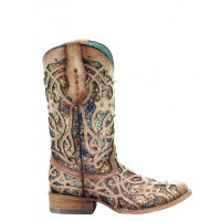 Corral Women's Boots - Inlay & Studs - Bone / Multicolor 