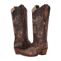 Circle G By Corral Women's Boots - Dragonfly Embroidery - Distressed Brown / Bone  Circle G By Corral Women's Boots - Dragonfly Embroidery - Distressed Brown / Bone
