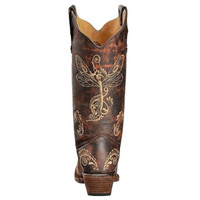 Circle G By Corral Women's Boots - Dragonfly Embroidery - Distressed Brown / Bone  Circle G By Corral Women's Boots - Dragonfly Embroidery - Distressed Brown / Bone