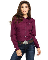 Cinch Women's Shirt - Solid Button Up - Burgundy