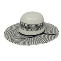 American Hat Straw - 7500 - Vented Ivory / Black Swirl Pattern Brim