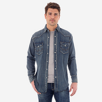 Wrangler Men's Work Shirt - Antique Blue