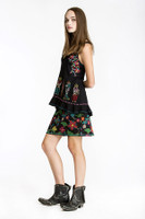 Double D Ranchwear Women’s - Oji Flower Short Skirt - Black / Multi-Color