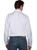Scully Men's Shirt - Floral Tooled Embroidery - White Scully Men's Shirt - Floral Tooled Embroidery - White