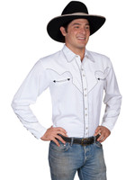 Scully Men's Shirt - White Solid w/ Candy Cane Piping 