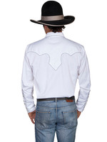 Scully Men's Shirt - White Solid w/ Candy Cane Piping 