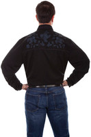 Scully Men's Shirt - Black Roses Embroidery Western Scully Men's Shirt - Black Roses Embroidery Western