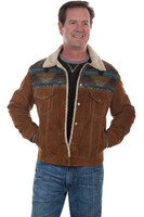 Scully Men's Jacket - Aztec Trim Suede - Cafe Brown Scully Men's Jacket - Aztec Trim Suede - Cafe Brown