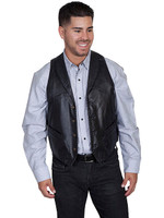 Scully Men's Vest - Whip Stitch Leather Lapel - Black  Scully Men's Vest - Whip Stitch Leather Lapel - Black