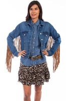 Scully Women's Jacket - Honey Creek Collection - Leopard Fringe / Denim Scully Women's Jacket - Honey Creek Collection - Leopard Fringe / Denim