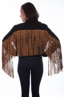 Scully Women's Jacket - Honey Creek Collection - Black Denim / Leopard Fringe Scully Women's Jacket - Honey Creek Collection - Black Denim / Leopard Fringe
