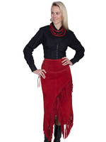 Scully Women's Skirt -  Boar Suede / Long Fringe - Red # 27 Scully Women's Skirt -  Boar Suede / Long Fringe - Red # 27