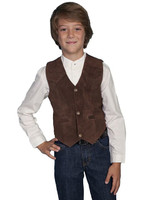 Scully Kids Vest - Western Boar Suede / Satin - Expresso Boar # 67