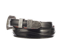Lucchese Men's Belts - Smooth Goat / Seville Stitch Tapered - Black Lucchese Men's Belts - Smooth Goat / Seville Stitch Tapered - Black