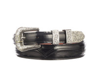 Lucchese Men's Belts - Smooth Goat / Seville Stitch Tapered - Black Lucchese Men's Belts - Smooth Goat / Seville Stitch Tapered - Black