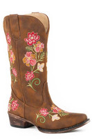 Roper Women's Boots - All Over Embroidery - Vintage Cognac
