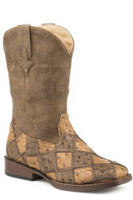 Roper Children's Boots - Bird Blocks - Tan / Brown