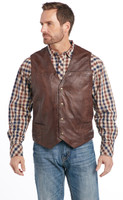 Cripple Creek Men's Apparel - Nappa Lamb / Snap Front Vest - Antique Brown
