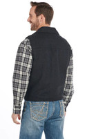 Cripple Creek Men's Apparel - Wool Melton Snap Front Collared Vest / Concealed Carry Pocket - Heather Black