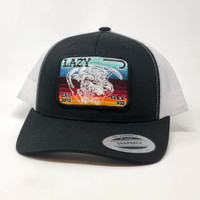 Lazy J Ranchwear Accessories - Ball Cap - Black / White - Serape Elevation Hereford Patch - 3.5"