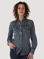 Wrangler Women's Shirt - Washed Denim