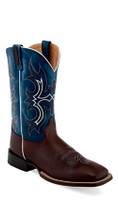 Jama Old West Men's Boots - 9" Pull On - Brown / Blue