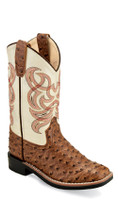Jama Old West Kids Boots - Ostrich Print / Cream Jama Old West Kids Boots - Ostrich Print / Cream