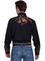 Scully Men's Shirt - Guitars - Embroidered Yoke and Cuffs Scully Men's Shirt - Guitars - Embroidered Yoke and Cuffs