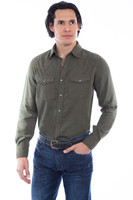 Scully Men's Western Apparel - Tencel Shirt - Green Scully Men's Western Apparel - Tencel Shirt - Green