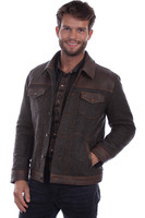 Scully Men's Jacket - Herringbone /Leather - Vintage Brown Scully Men's Jacket - Herringbone /Leather - Vintage Brown