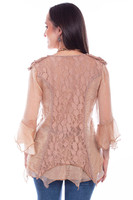 Scully Women's Shirt - Honey Creek Collection - Lace / Ruffle V-Neck - Natural Scully Women's Shirt - Honey Creek Collection - Lace / Ruffle V-Neck - Natural