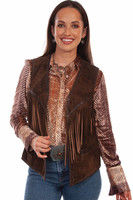 Scully Women's Vest - Leather / Lamb Fringe 