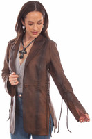 Scully Women's Jacket - Laced long - Vintage Brown Scully Women's Jacket - Laced long - Vintage Brown