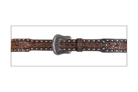 Gem Dandy Accessories - Roper Belt - Genuine Leather / Floral Hand Tooled - Natural Brown