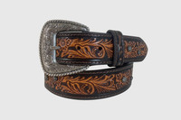 Gem Dandy Accessories - Roper Belt - Genuine Leather - Two Toned Hand Tooled / Nail Heads- Brown Gem Dandy Accessories - Roper Belt - Genuine Leather - Two Toned Hand Tooled / Nail Heads- Brown