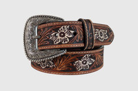 Gem Dandy Accessories - Roper Belt - Distressed Genuine Leather - Floral Hand Tooled - Brown Gem Dandy Accessories - Roper Belt - Distressed Genuine Leather - Floral Hand Tooled - Brown