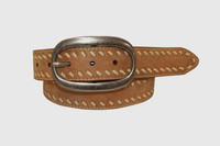 Gem Dandy Accessories - Cowgirls Rock Belt - Vintage Leather / Beige Stitched - Light Brown Gem Dandy Accessories - Cowgirls Rock Belt - Vintage Leather / Beige Stitched - Light Brown