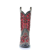Corral Women's Boots - Red Inlay Glitter Crystal - Black 