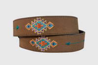 Gem Dandy Accessories - Cowgirls Rock Belt - Genuine Leather / Aztec Embroidered - Brown Gem Dandy Accessories - Cowgirls Rock Belt - Genuine Leather / Aztec Embroidered - Brown