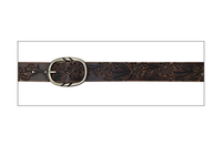 Gem Dandy Accessories - Cowgirls Rock Belt - Genuine Leather / Floral Hand Tooled / Small Rivets - Brown Gem Dandy Accessories - Cowgirls Rock Belt - Genuine Leather / Floral Hand Tooled / Small Rivets - Brown