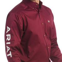 Ariat Men's Shirt - Team Logo Twill Classic Fit - Burgundy / White