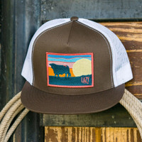 Lazy J Ranchwear Accessories - Ball Cap - Brown / White Elevation Hereford Sky 4"