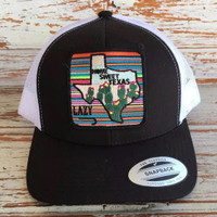 Lazy J Ranchwear Accessories - Ball Cap - Black / White - Home Sweet Texas - 4"