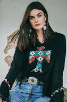 Double D Ranch Women's  - Canyon Bird Top - Black Double D Ranch Women's  - Canyon Bird Top - Black